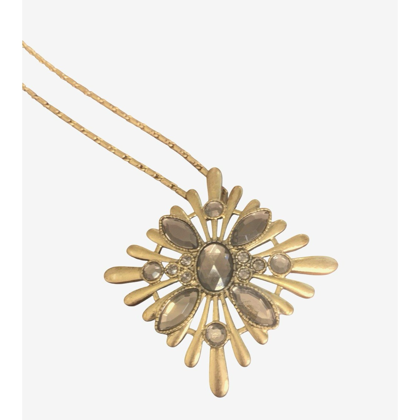 Lia Sophia Gold Tone Starburst Large Flower Pendant Necklace Hangs 22 In Long